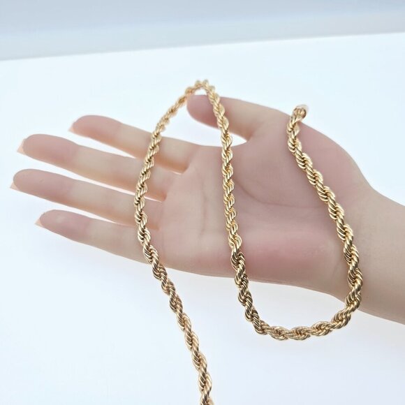 Twisted Rope Design Rose Gold Necklace in 60cm for Elegant Look, XPNL0069 - Picture 11 of 12